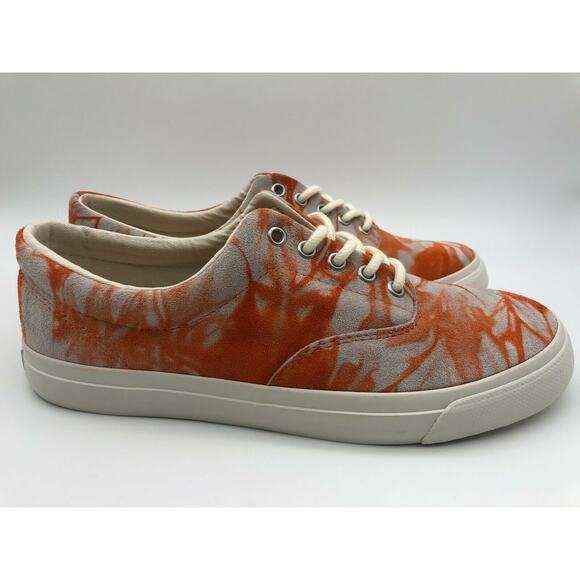 Polo Ralph Lauren Orange Tie Dye Sneakers Harpoon Casual Shoes Men’s Size 9D - Picture 12 of 16
